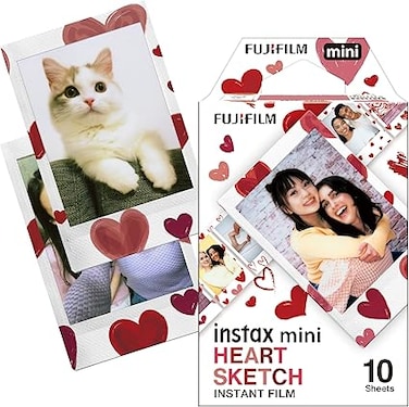 Fujifilm Instax Mini Film 10 Shot Pack, HEARTS Border
