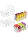 Puricon 4 Pack Pantry Organization and Storage Bins for Kitchen Fridge Countertop Cabinet, Stackable Clear Plastic Storage Containers with Removable Dividers, 5 Compartments for Food Snacks Spices