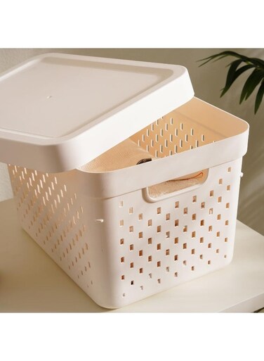 Home Canna Stackable Storage Box with Lid 17L 36.2x27.2x22.6cm -White