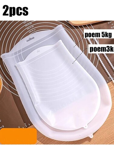 2 Pcs Silicone Dough Kneading Bag, Large Flour Mixing Bag , Reusable Non-Stick Kneading Bag for Bread Pastry Pizza, Multifunctional Dough Bag for Restaurant Kitchen and Home Baking, 10&Atilde;&mdash;14 inch&iuml;&frac14;&OElig; 8&Atilde;&mdash;12inch