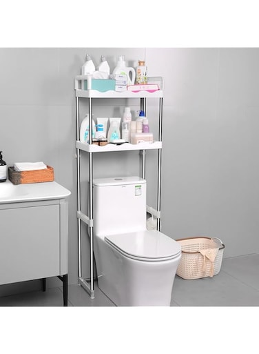 ECVV 2 Tier Over The Toilet Storage Rack Rust-Free &amp; Sturdy Metal Toilet Rack No Drill Over Toilet Shelves For Commode storage, Bathroom Space Saver, Toilet Organizer