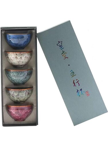 Tea Cup Set,Chinese Kung Fu Tea Set,Japanese Style Tea Cup,5pcs Ceramic Mate Cup Set, Tea Coffee Cups 110ml without Handle