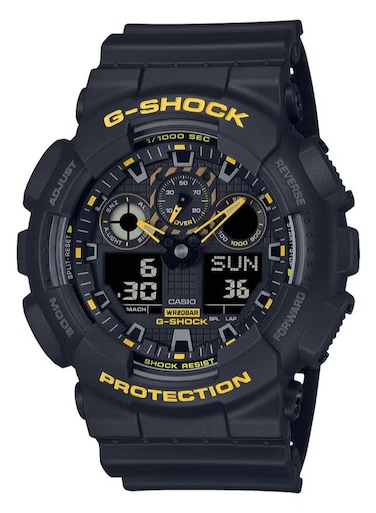 GA-100CY-1ADR Black &amp; Yellow Analog-Digital Dial Black Resin Strap Men's Watch