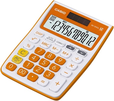 Casio MJ-12VCb-RG 300 Steps Check &amp; Correct Colourful Desktop Calculator (Orange)