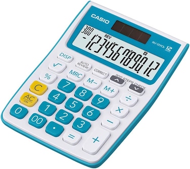 Casio MJ-12VCb-BU 300 Steps Check &amp; Correct Colourful Desktop Calculator (Blue)