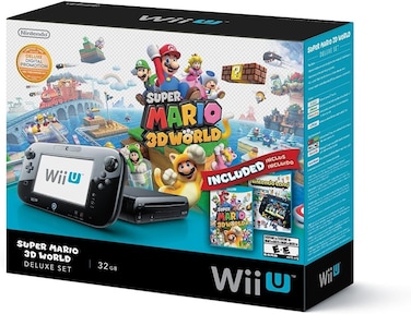 Nintendo Wii U Deluxe Set: Super Mario 3D World and Land Bundle - Black 32 GB Hacked