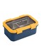 Two Compartment Lunch Box with Cutlery 850ml, SUS304 Stainless Steel Interior, Navy Blue/Yellow