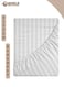 White Striped Microfiber Fitted Bedsheet with Deep Pocket for a Snug Fit, Breathable, Machine Washable for Optimal Protection, Available in King, Queen and Single Sizes, Without Pillow Cover