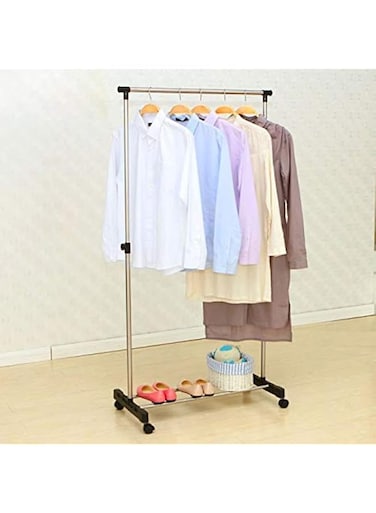 ECVV SinglePole Telescopic Clothes Hanger, Black, W 90.2 x H 21.0 x L 6.0 cm, Silver