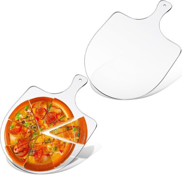 Yoande 2 Pcs Acrylic Pizza Peel 12 Inch Pizza Paddle Clear Pizza Boards with Handle