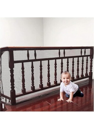 Bolivia's Stairway Net, Baby Safety Stairs Rail Nets, 300x79 Cm Durable Baby Proofing Stairs Rail Safety Net with No Drilling, Rail Balcony Banister Stair Mesh for Hild, Pet, Indoor, Outdoor (black)