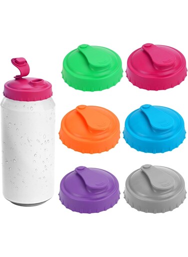Reusable Silicone Can Lids, BPA-Free Soda Can Covers &amp; Stoppers for Standard Coke, Pop, Beer, Energy Drink &amp; Juice Beverages