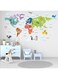 AnFgiure Animal World Map Kids Wall Stickers - Kids Girls Boy Baby Room Nursery Wall Decals - Playroom Classroom Daycare Bedroom Kindergarten Wall Decor