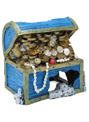 Cryfokt Treasure Chest Hideaway, Aquarium Treasure Chest Ornament Lightweight Fun Resin for Fish Landscape