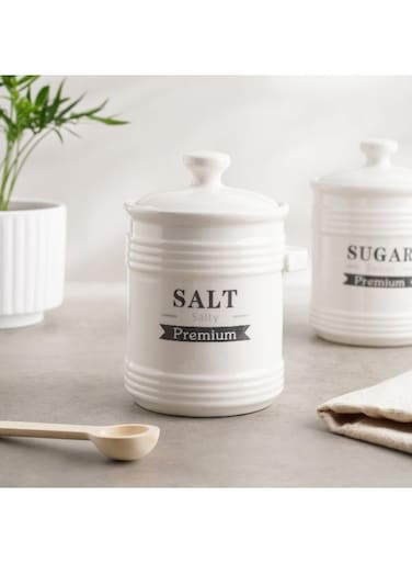Home Luisa Salt Canister With Spoon 700Ml - White