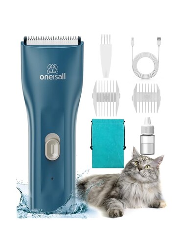 oneisall Pet Clippers for Cat Grooming, Small Low Noise Cat Shavers for Matted Hair,Vet Approved Pet Hair Trimmer for Small Pets (Standard Blade)