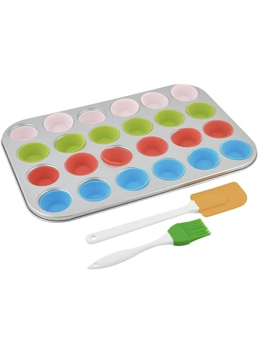 Prestige Mini Muffin Pan Set, 24 Cup, Multicolour