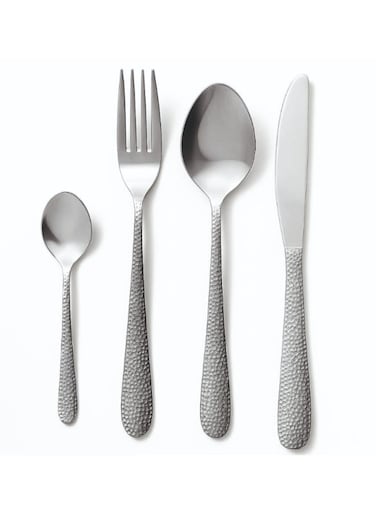 East 24 Piece Hammered Flatware Cutlery Set, Stainless Steel Silverware Set for Home/Office/Party, Knife Fork Spoon Eating Utensils Set Service for 6, Mirror Polish &amp; Dishwasher Safe