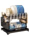 2 Tier Foldable Dish Drying Rack with Utensil Holder Cutting Board Holder Drainboard Tray Rotatable Drainage System Scratch Resistant Frosted Baking Process Coatings