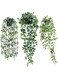 TAME Artificial Hanging Plants,3 Pack Fake Hanging Plants Fake Potted Greenery Plants Faux Eucalyptus Vine,Mandala Vine in Pot for Home Room Indoor Outdoor Shelf Decor