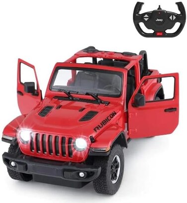 Color Land Toys Jeep Wrangler Remote ControlLED Car 1:12 Scale, Red