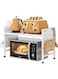 U-HOOME Extendable Microwave Oven Rack,Microwave Stand with Spice Organizer&amp;Paper Towel Holder,Microwave/Toaster Oven Shelf Kitchen Countertop Organizerwith Hooks&amp;Cutting Board Holder (White-2Tier)