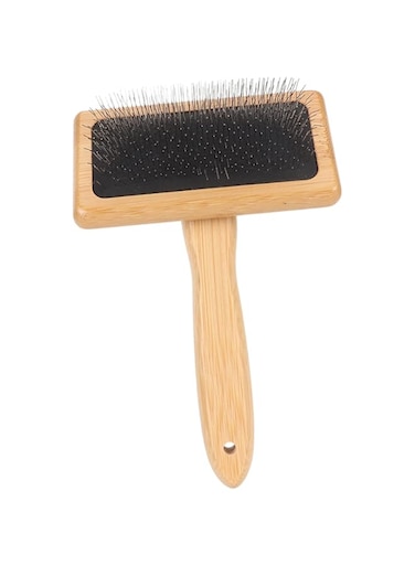 Sorandy Sheepskin Wool Wire Brush with Hole Bag Cushion, Sheepskin Wool Brush, Macrame Slicker Comb Pet Slicker Brush with Wood Handle for Grooming, Removing Shedding and Dirt (L)