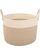 FCG Home - Cotton Rope Basket 50x35cm Woven Rope Basket with Handles for Storage of Laundry, Toys, Pillows, Baby, Blanket, Towels, Throws (White &amp; Beige)