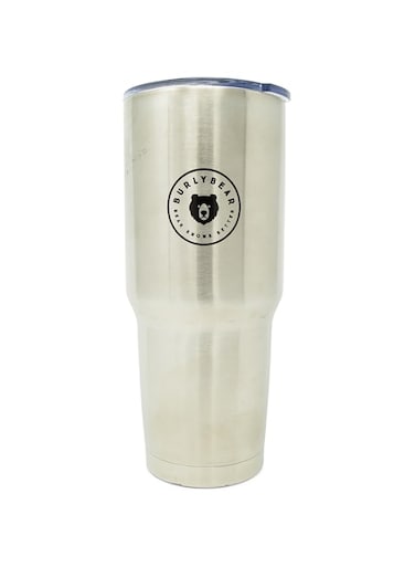 Burlybear Stainless Steel Coffee Travel Mug . Vacuum Insulated, 30 oz Mug with Spill-Proof Resistant Lid for Camping. Unbreakable, Portable and Ready for Any Adventure - Stainless Steel/Black