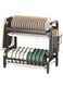 Multifunctional Kitchen Storage Organizer Carbon Steel Dish Drying Rack Utensil Holder Countertop Modern ([Black] Double-Layer 43cm-Full Match)