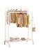 Showay ClothingDouble Rod Garment Rack With Shelves, Metal HangDry Clothes Rack For HangingClothes，Double Layer ，4 Hooks，White (47.5Inch)