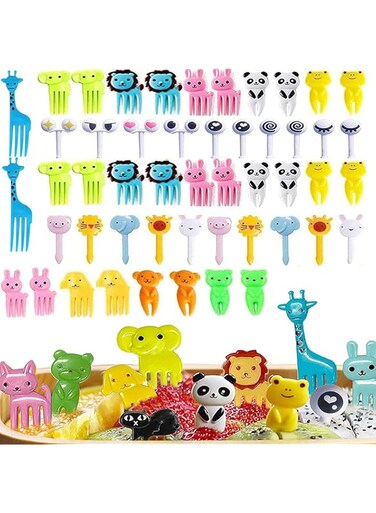 Premify 50pcs Food Picks For Kids   Reusable Animal Fruit Food Stick for Kids   Fork For Kids   Food Sticks For Kids Dessert Party Bento Lunch D&eacute;cor   Kids Food Picks For Lunch Box