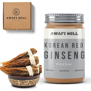 AWAFI MILL Dried Korean Red Ginseng Root - Premium Quality - Rich Flavor - Versatile Ingredient - Imported from Korea (Bottle of 50 gram / 1.7 Oz)