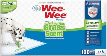 FOUR PAWS WEE-WEE GRASS-SCENT PADS, 100 COUNT BOX