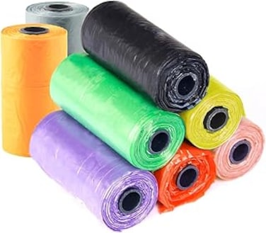 Pixie Bag &amp; Refill 8 Rolls 160 Bags, Baby Nappy Bag, Pet Waste Scented Diaper Trash Garbage Colorful Plastic Poop Sacks, Multi Color