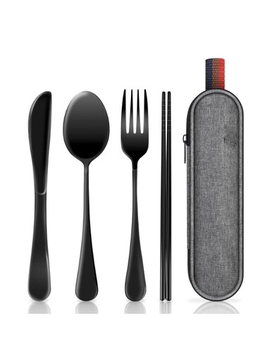 Four-Piece Cutlery Set: Knife, Fork, Spoon and Chopsticks Travel and Camping Tableware