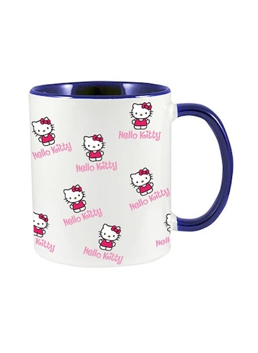 Multiple Hello Kittys All Over The Printed Coffee Mug Dark Blue/White 350ml