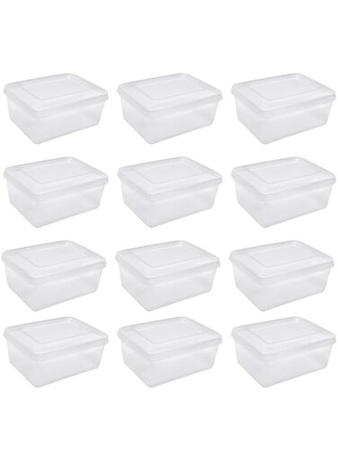 Multi Purpose Plastic Storage Containers with Lids, Set of 12, for Food, Beverages, Soup, Salad, Gold (333)