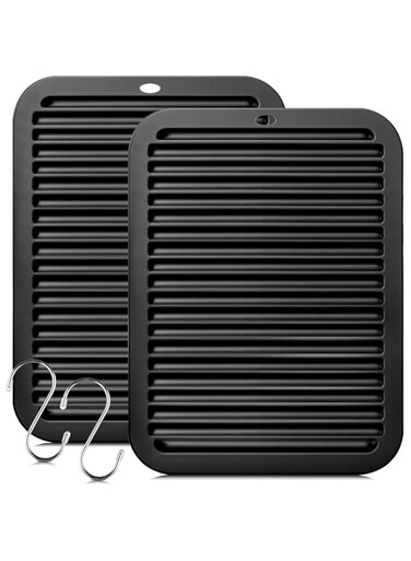 NALACAL 2 Pack Silicone Trivets for Hot Pans and Pots, Heat Resistant Mat with Hooks Silicone Mat for Worktops Multipurpose Silicone Table Mats Trivets for Kitchen Worktops Air Fryer Baking