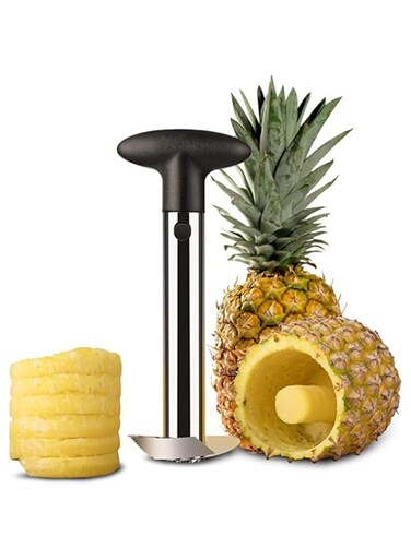 Mirfa Pineapple Corer and Slicer Tool, Premium Stainless Steel Pineapple Core Remover Tool with Detachable Handle, A Cutter for Home &amp; Kitchen, Works as Pineapple Corer/Slicer/Peeler/Cutter (Black)