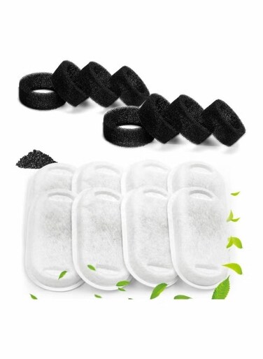 Water Fountain Filters for Stainless Steel 67oz 2L Adjustable Water Flow Pet Fountain 8 Pack Pet Replacement Filters with 8 Sponges
