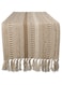 DII Farmhouse Braided Stripe Table Runner Collection, 15x108 (15x113, Fringe Included), Stone