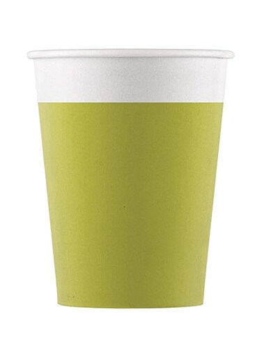 Procos 8 Pappbecher Kompostierbar Einfarbig LimettengrXfcn 200ML