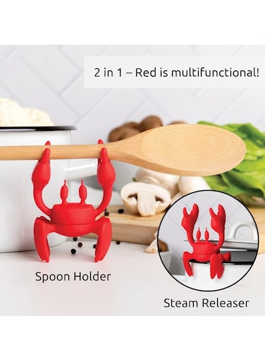 Silicone Crab Utensil Rest &amp; Spoon Holder Clip - Non-Slip Kitchen Organizer for Stove Top