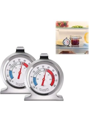 Duomama 2-Pack Refrigerator Thermometer - Large Dial, -30&deg;C to 30&deg;C / -20&deg;F to 80&deg;F Range - Classic Fridge Thermometer with Red Indicator - for Freezer, Refrigerator, and Cooler
