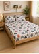3-Piece Fitted Bedsheet Set, Geometric Heart Pattern, 100% Cotton, 125 GSM, 1 Fitted Sheet + 2 Pillowcases &acirc;&euro;&ldquo; Available in King, Queen and Single Sizes