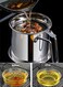 ZYouth Oil Filter Pot, Frying Oil Colander Container, Oil Storage with Lid &amp; Tray, Stainless Steel Filter Pot, Silver,1.3L/1.7L