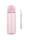 Lizbin Water Bottle Sports Water Bottle, Reusable Clear Water Bottle BPA-Free Water Bottle, Leak-Proof Plastic Water Bottle with Carrying Strap, Flip Top Drink Bottles for Travel Gym (26oz, Pink)