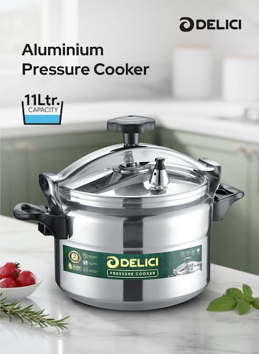 Aluminum Pressure Cooker 11L , Fast, Efficient, and Safe Cooking with Durable Body, Safety Locking Mechanism, Arabic cooker