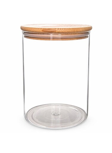 Bee 2L Borosilicate Glass Storage Jar with Bamboo Lid, Airtight Kitchen Container for Rice, Pasta, Flour, Sugar, Coffee, Pantry Organizer Large Glass Canister